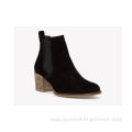 Ankle chunky heel black nubuck leather boots